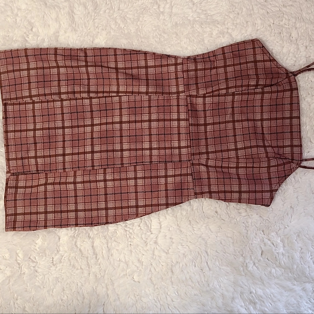 Pink and black plaid dress